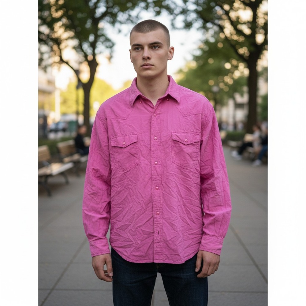 Sheplers Western Shirt XL Pink‎ Excellent 100% Silk Long Sleeve Button Down